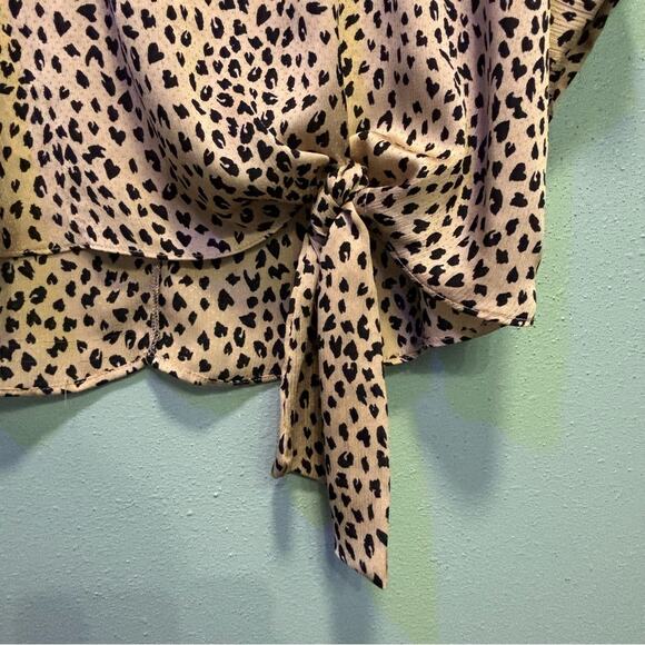 She + Sky Womens Animal Print Oversized Blouse with Bottom Tie Detail - Picture 4 of 7